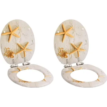 WC sedátko WC sedátko s funkcí pomalého sklápění 2 ks MDF motiv hvězdic IM_276997