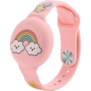 Lokátor Nový vodotěsný silikonový náramek pro Apple AirTag dětský držák na zápěstí pouzdro na hodinky růžové s motivem duhy
