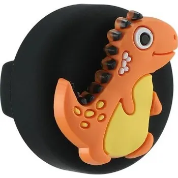 Lokátor Pouzdro na AirTag silikonové vodotěsné černé s oranžovým dinosaurem pro dětské tkaničky a boty GPS tracker příslušenství 35x27x20mm