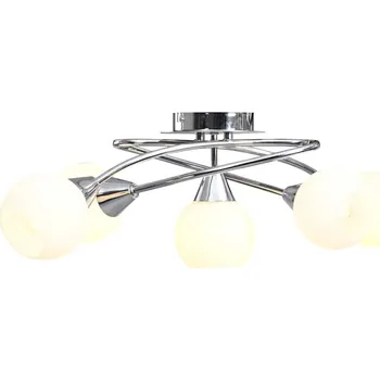 Stropní svítidlo keramická stínidla na 5 žárovek E14 bílé koule IM_289237