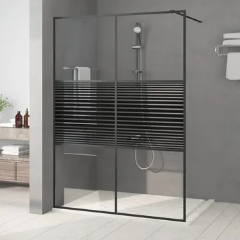 Sprchová zástěna walk-in černá 140 x 195 cm čiré ESG sklo IM_152149