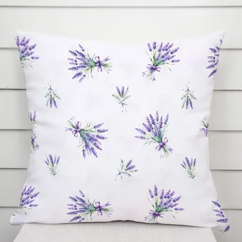 Povlak na polštářek Dekorační povlak na polštář TF-128 Snítky levandulí na bílém 50 x 60 cm