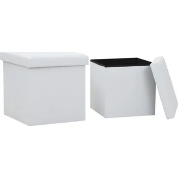 Stolička Skládací úložné stoličky 2 ks bílé umělá kůže IM_247084