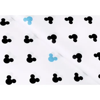 Dětská bavlněná látka/plátno Sandra SA-079 Černé a modré myšky Mickey - šířka 160 cm