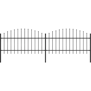 Zahradní plot s kopím nahoře ocelový 359 x 125 cm černý IM_277722