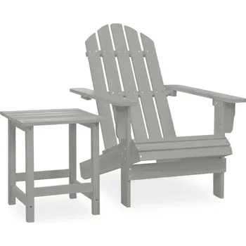 Zahradní židle Adirondack se stolkem masivní jedlové dřevo šedá IM_315920