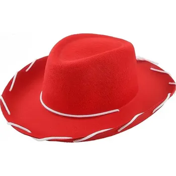 Klobouk Dětský kovbojský klobouk 32 x 27 x 12 cm Velká krempa Polyesterová vlákna Kostýmový doplněk Kovbojský styl s dekorativní šňůrkou červená