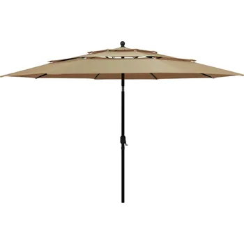 Stínicí technika 3stupňový zahradní slunečník s hliníkovou tyčí taupe 3,5 m IM_313879