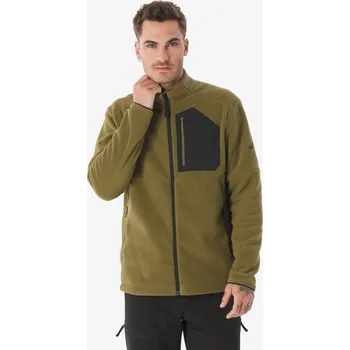 Pánská mikina QUECHUA Pánská turistická fleecová mikina MH 500 S KAŠTANOVÁ|ZELENÁ