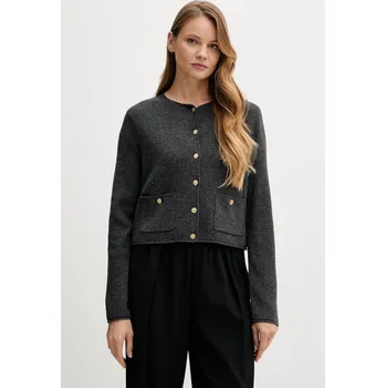 Dámský svetr Vlněný kardigan Tommy Hilfiger WW0WW46441 šedá 90Y, vel. XS