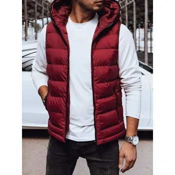 Pánská vesta Dstreet Jedinečná červená vesta s kapucí