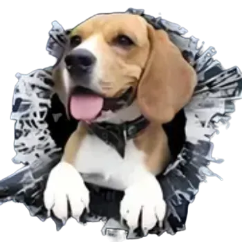 Samolepící dekorace Vinylová samolepka -bígl ve skle (15,0 x 15,0 cm)