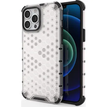 Pouzdro na mobilní telefon Hurtel Průhledný ochranný kryt Honeycomb s TPU Bumperem pro iPhone 13 Pro Max