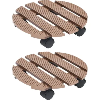Květináč Vozíky pod květináč 2 ks hnědé Ø 30 x 7,5 cm WPC IM_149033