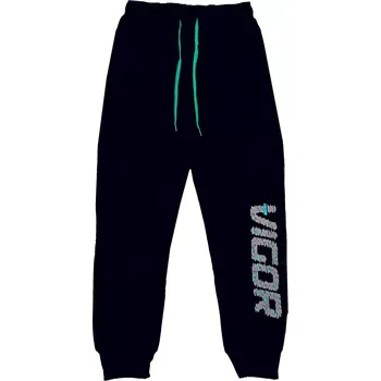 Dětské tepláky KUGO WT7303B temně modré/tyrkysové prvky vel.158