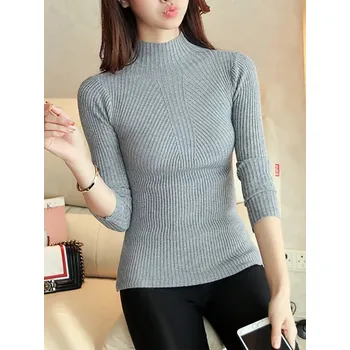 Dámský svetr Dámský rolákový svetr s dlouhým rukávem a přiléhavým střihem Velikost: ONE SIZE, Barva (Varianta): Šedá