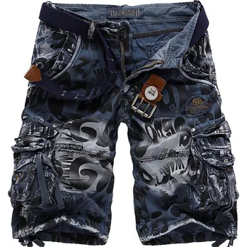 Pánské kraťasy Pánské maskáčové šortky s více kapsami a zapínáním Barva: Modrá, Velikost: 40