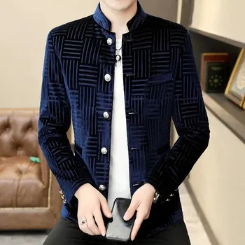 Vysokoškolské uniformní sako – styl Zhongshan s výšivkou Velikost: L, Barva (Varianta): Modrá