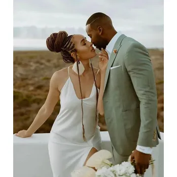 Pánský svatební oblek – sako a kalhoty, elegantní střih Velikost: L, Barva (Varianta): Tyrkysová