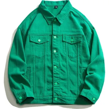 Pánská softshellová bunda Pánská oversize džínová bunda – stylová streetwear klasika Barva: Zelená, Velikost: XL