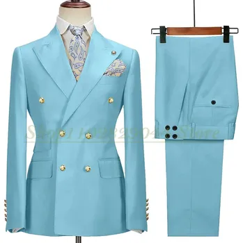 Pánský oblek Pánský elegantní oblek – dvouřadý sako a kalhoty Velikost: 3XL, Barva (Varianta): As picture 11