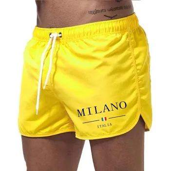 Pánské kraťasy Pánské plavky – rychleschnoucí šortky s potiskem Barva: Žlutá, Velikost: M