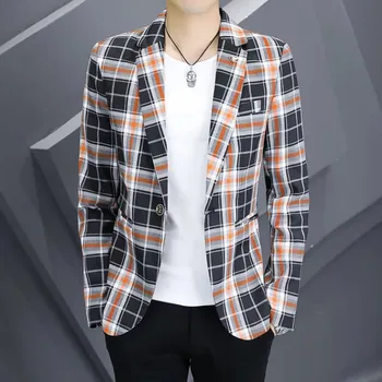 Jarní a podzimní pánský oblek pro volný čas i business Velikost: S, Barva (Varianta): Oranžová