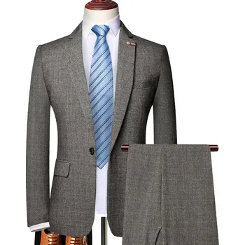 Retro kostkovaný set – sako, vesta a kalhoty v elegantním stylu Velikost: M, Barva (Varianta): Tmavě hnědá