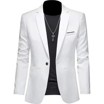 Pánské sako Pánské sako – podzimní business styl, slim fit střih Barva: Bílá, Velikost: S