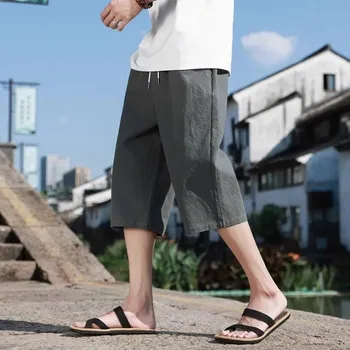 Letní pánské lněné šortky – prodyšné a pohodlné Barva: Zelená, Velikost: 2XL