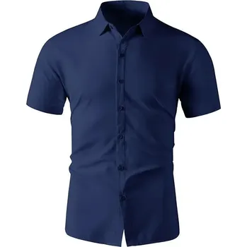 Pánská košile Pánská letní košile – krátký rukáv, nemačkavá, pohodlná Barva: Tmavě Modrá, Velikost: 3XL