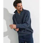 Blancheporte Pulovr s irským vzorem a stojáčkem na zip modrá