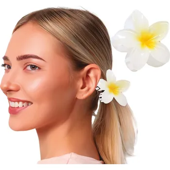 Květinová sponka do vlasů - bílo-žlutá