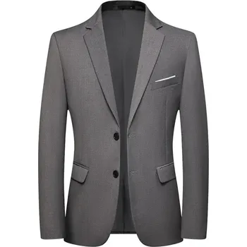 Pánský zimní kabát Stylový business kabátek – jednobarevný střih s knoflíky Velikost: S, Barva (Varianta): Šedá