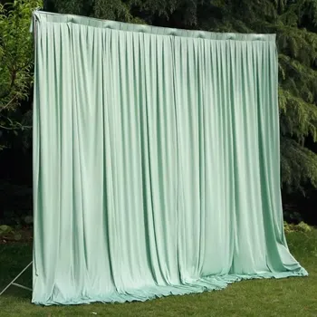 Svatební dekorace Burgundy matný závěs na focení a svatbu | látkové pozadí - Zelený , Š5m x V3m