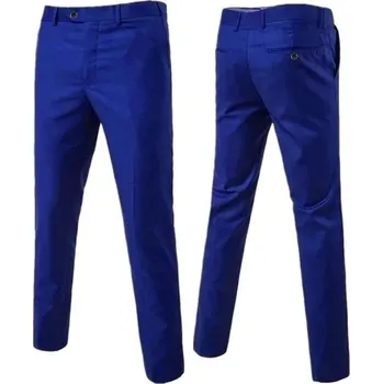 Pánské kalhoty Společenské kalhoty pro ženicha – elegantní a pohodlný střih Velikost: 3XL, Barva (Varianta): Modrá