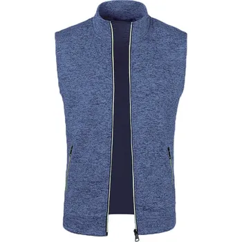 Pánský svetr Pánská sametová vesta – pletený vzhled, zip, stylový střih Barva: Tmavě Modrá, Velikost: S
