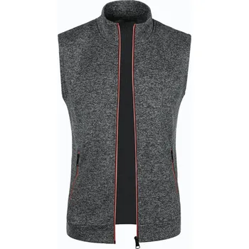Pánský svetr Pánská sametová vesta – pletený vzhled, zip, stylový střih Barva: Šedá, Velikost: M