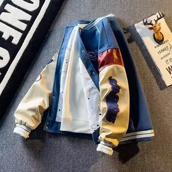 Pánská softshellová bunda Pánská baseballová bunda – jarní kabát s nášivkami Velikost: L, Barva (Varianta): WT167 Blue