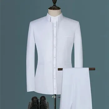 Výšivkový dvoudílný set – retro oblek v čínském stylu M–6XL Velikost: 2XL, Barva (Varianta): Sada 2 ks bílá 1