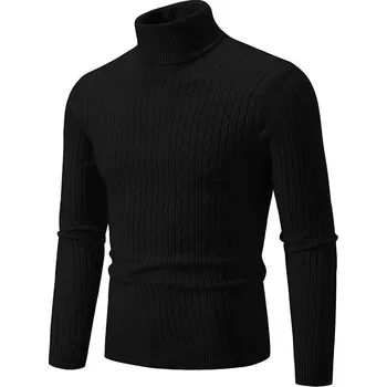 Pánský svetr Pánský rolákový svetr – jednobarevný, hřejivý, casual styl Barva: Černá, Velikost: XL