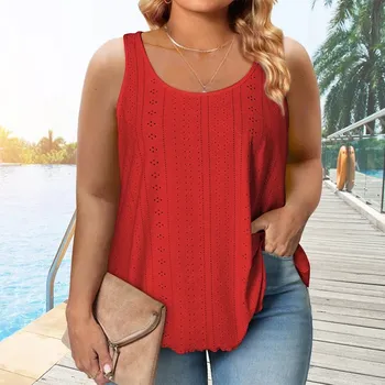 Dámské plus size tílko s kulatým výstřihem Barva: Červená, Velikost: 7XL