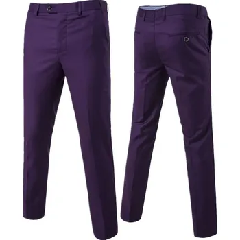 Pánské společenské kalhoty – elegantní slim střih do obleku Velikost: 4XL, Barva (Varianta): Fialová
