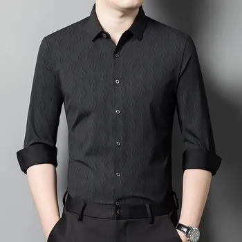 Pánská košile Pánská business košile – nemačkavý materiál, dlouhý rukáv Velikost: 3XL, Barva (Varianta): Černá