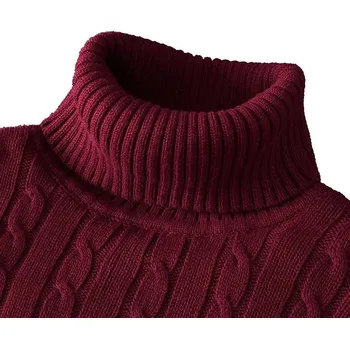 Pánský svetr Pánský žebrovaný rolák – přiléhavý svetr, slim fit Barva: Vínová, Velikost: M