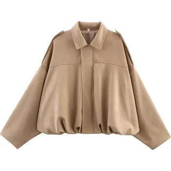 Dámská softshellová bunda Oversize dámská bomber bunda – elegantní vintage styl Barva: Khaki, Velikost: L