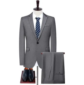 Pánský oblek Dvoudílný svatební oblek s elegantním zapínáním na knoflík Velikost: XL, Barva (Varianta): Šedá