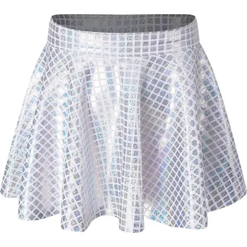 Dámská sukně Dámská taneční sukně – flitry, volánky, lesklý materiál Barva: Stříbrná, Velikost: XL