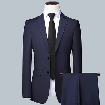 Pánský oblek Dvoudílný business oblek – elegantní slim styl do kanceláře Velikost: XL, Barva (Varianta): Tmavě modrá