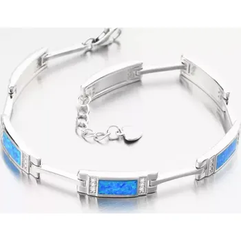Oblečení a móda Dámský náramek stříbro 925 zirkon modrý opál a PKL-4041 délka 18 cm